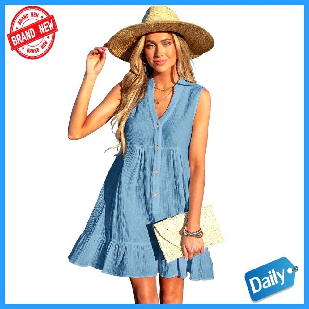 Large Cotton Swimsuit Coverup Ruffle Hem Beach Dress